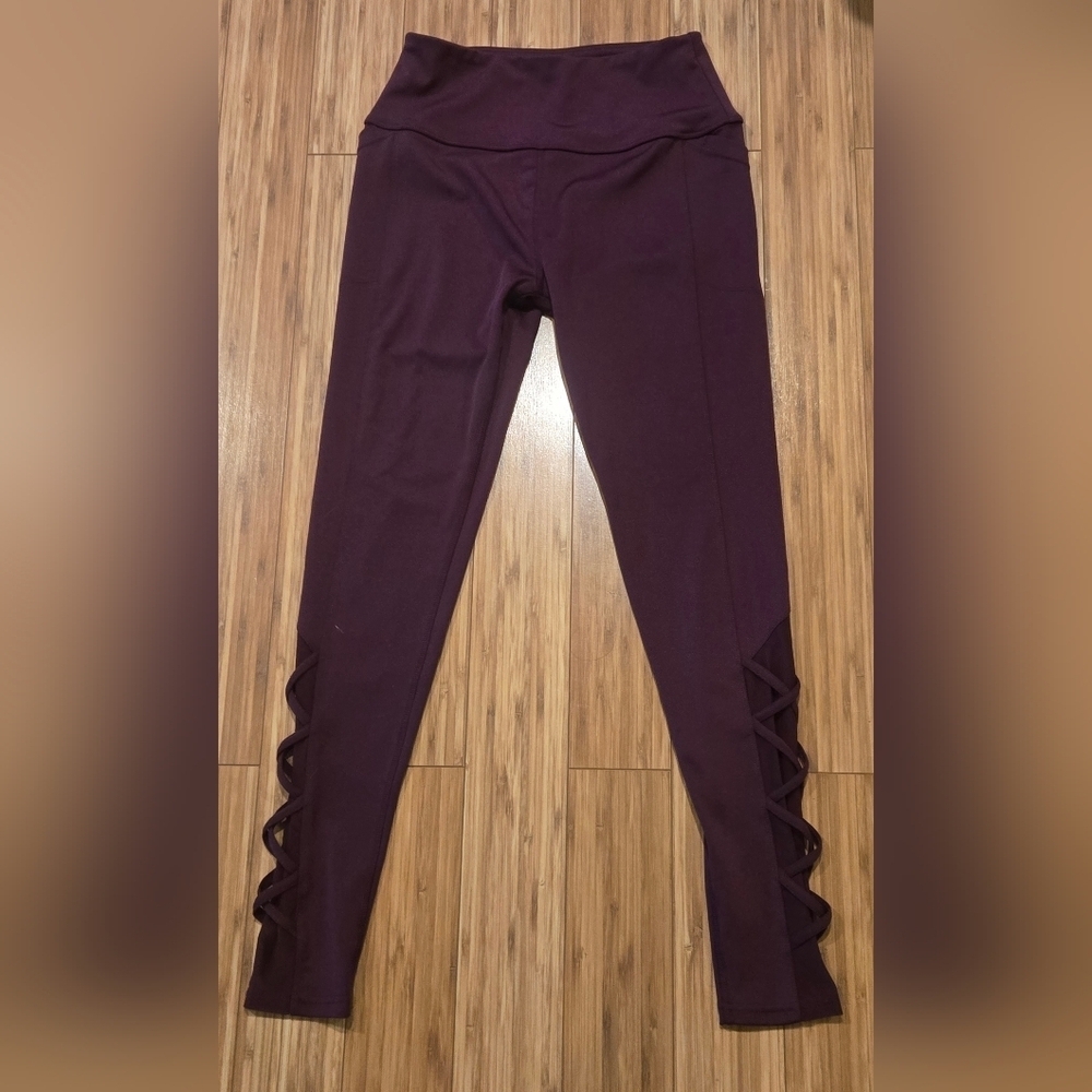 NWOT Leg3nd Purple High-Waisted Leggings with Side Cutouts